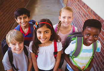 group of students with backpacks